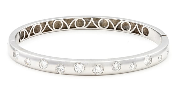 14k White Gold & Diamond Bangle Bracelet
