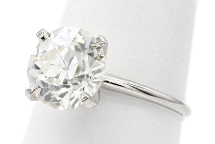 3.82 ct Old European Brilliant Diamond Solitaire Ring w/ GIA