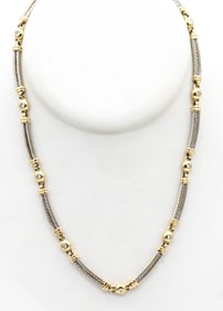 14k White and Yellow Gold Diamond Cable Necklace