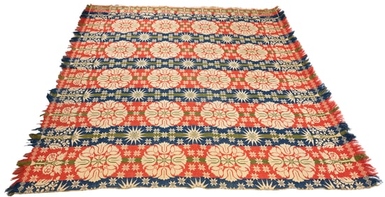 19th Century Signed Coverlet / Jacquard, Double Size