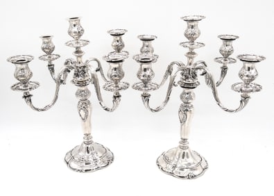 Pair of Gorham Sterling Silver 5 Light Candelabra
