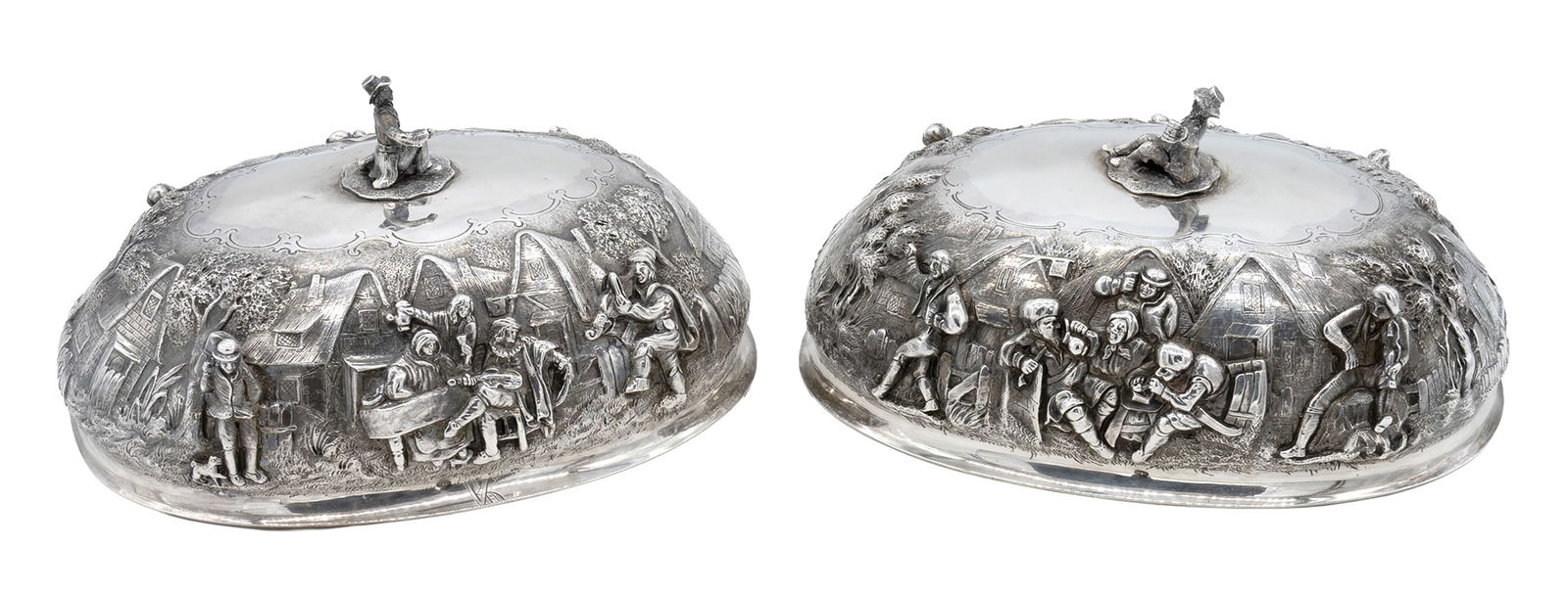 Pair of 1857 Sterling Silver Entree Food Domes, John Samuel Hunt (1 of 10)