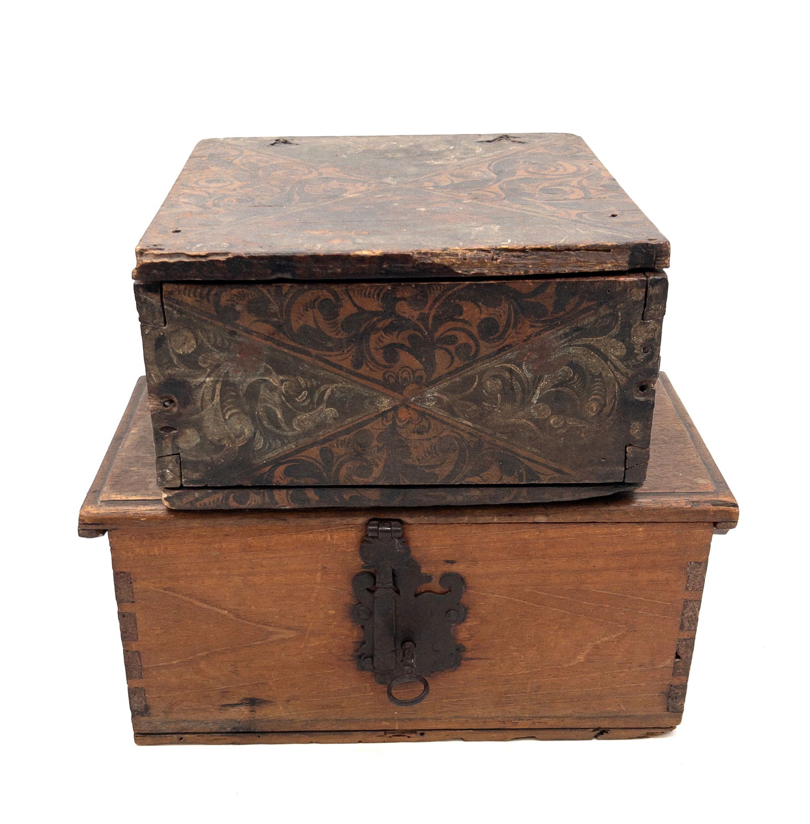18th C. Spanish Colonial California Painted Box w/ 19th C. Wooden Box (1 of 8)