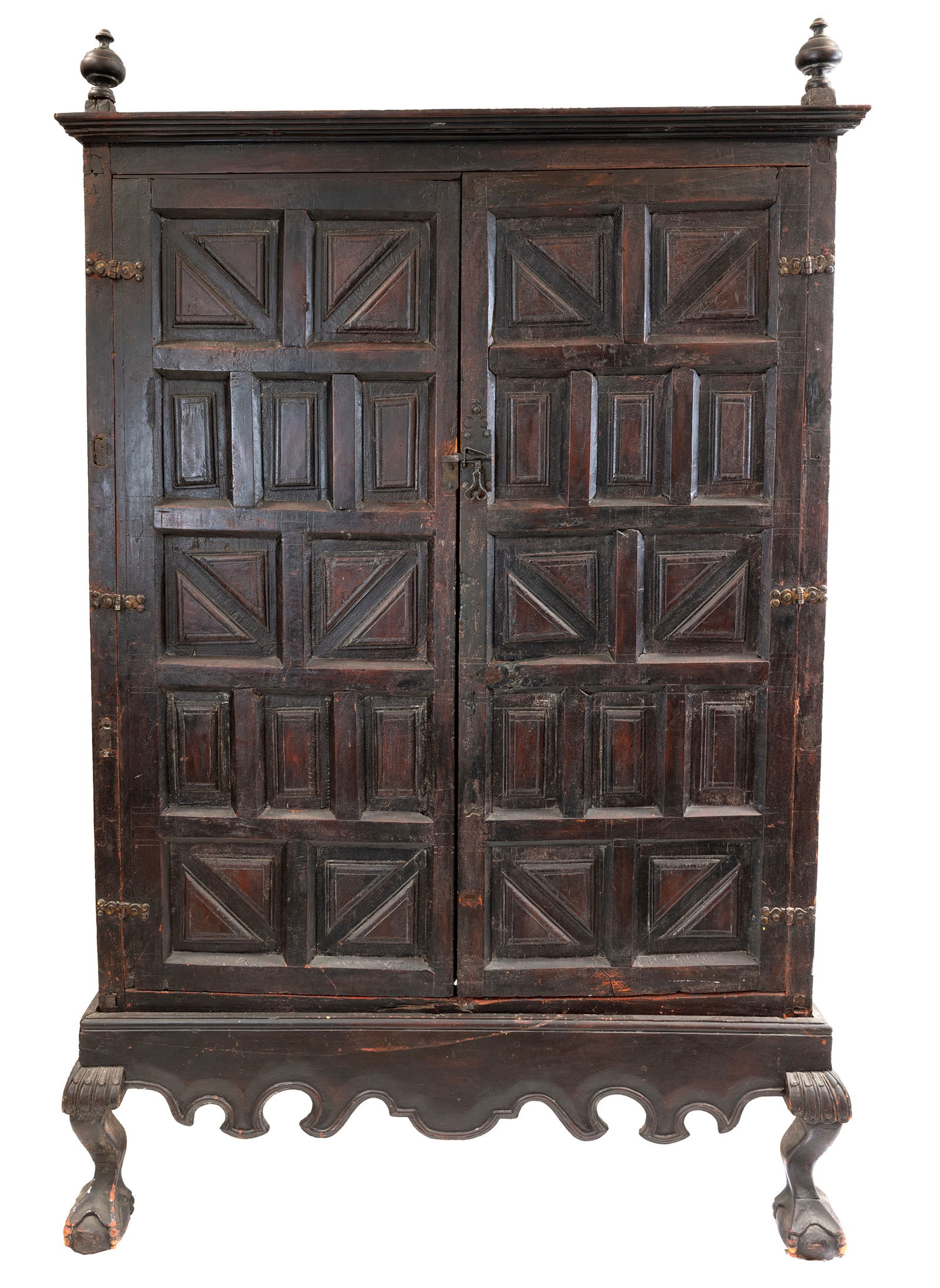 Large Spanish Colonial Stained Wood Two Door Cabinet (1 of 5)