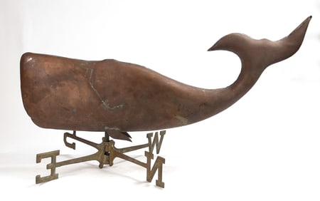 Folk Art Whale Copper Weathervane