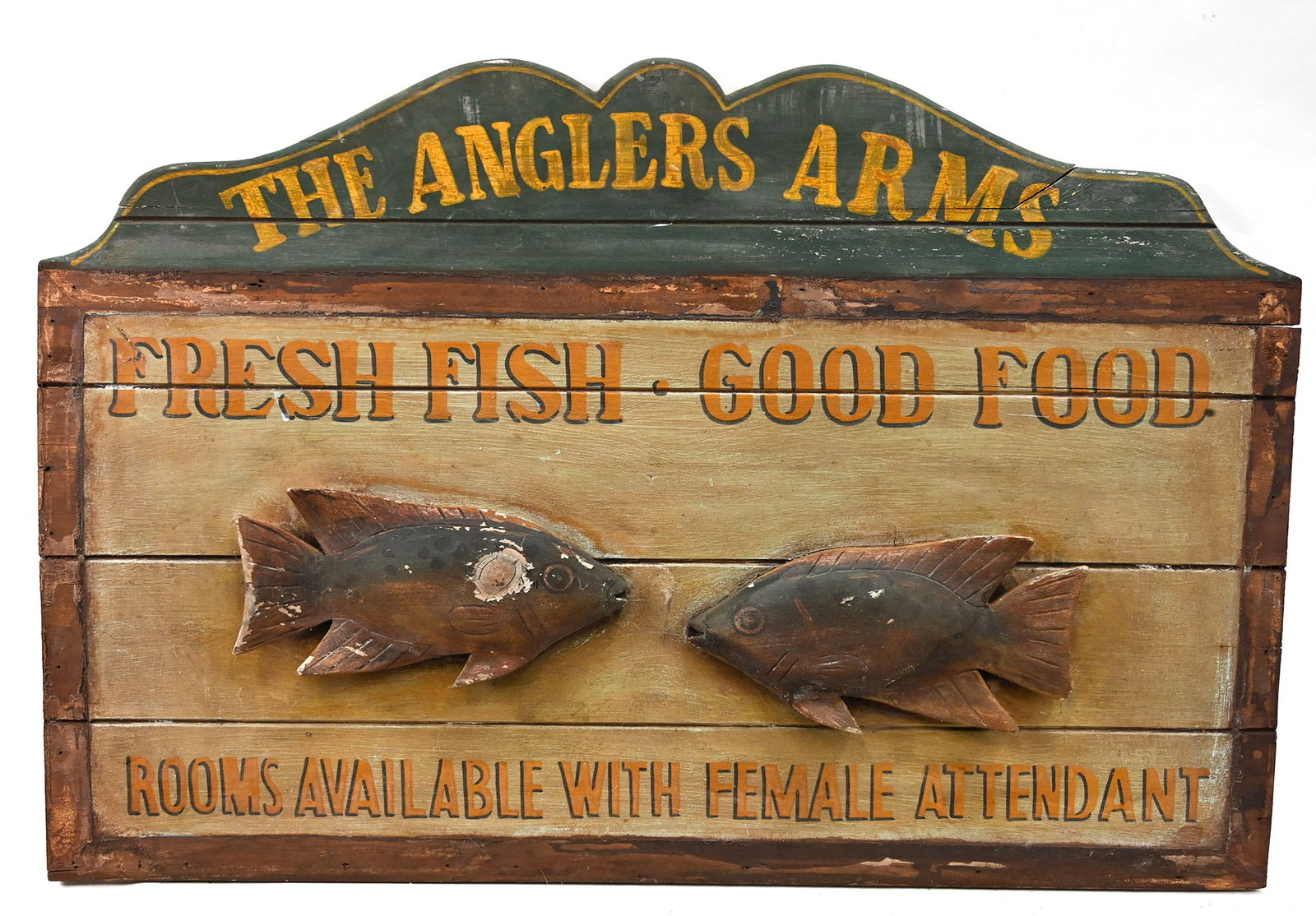 Angler Arms Wood British Pub Trade Sign (1 of 2)