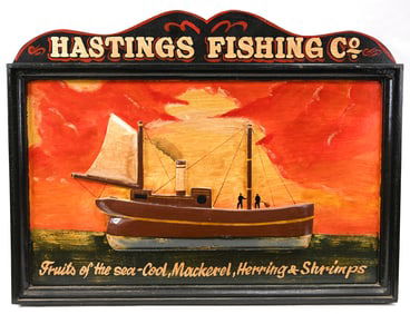 Hastings Fishing Company Wood Painted Trade Sign