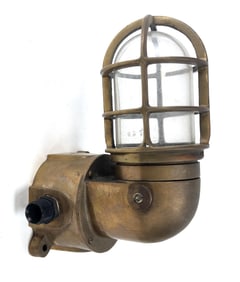 Ship's Nautical Brass & Glass Wall Light