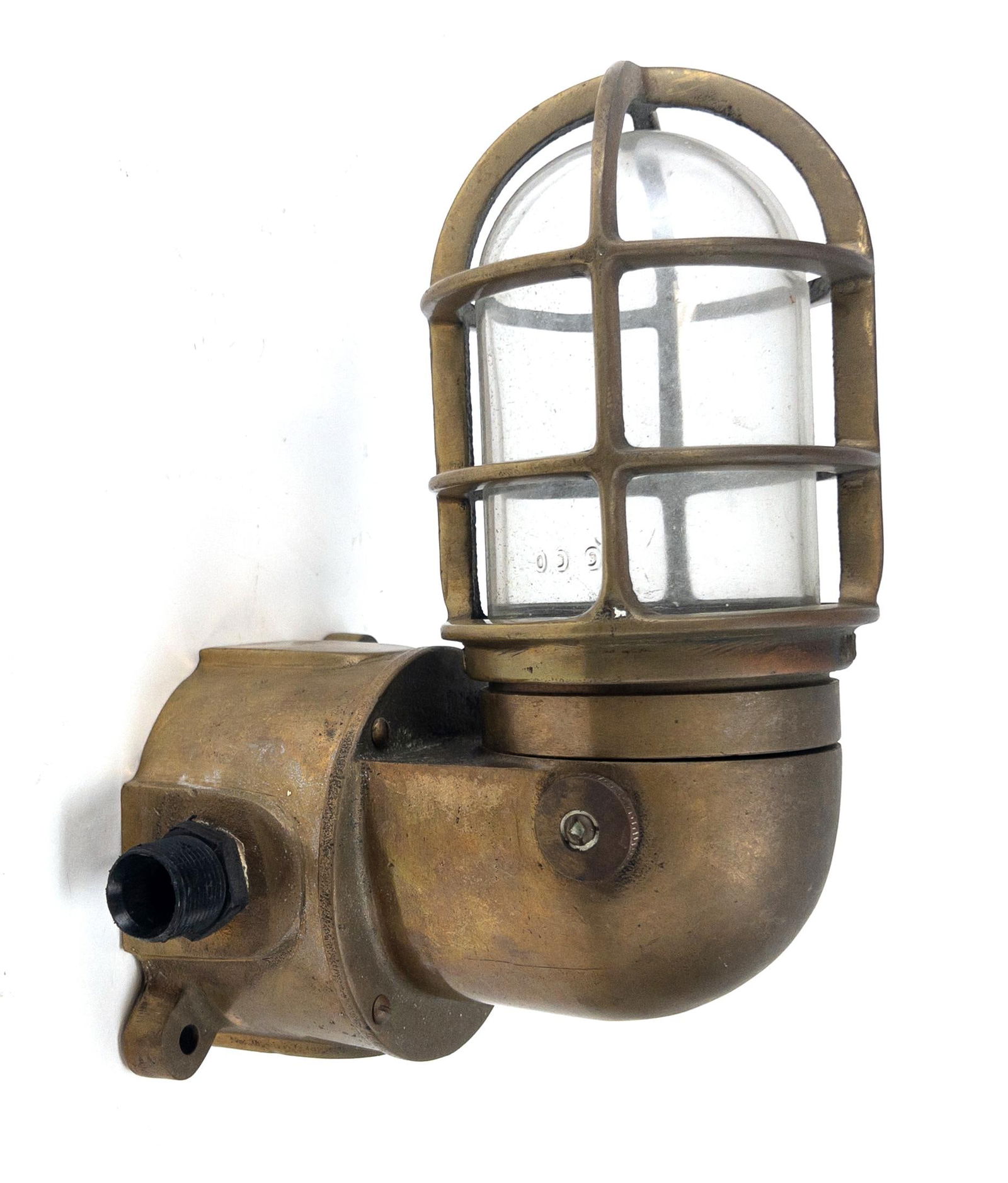 Ship's Nautical Brass & Glass Wall Light (1 of 3)