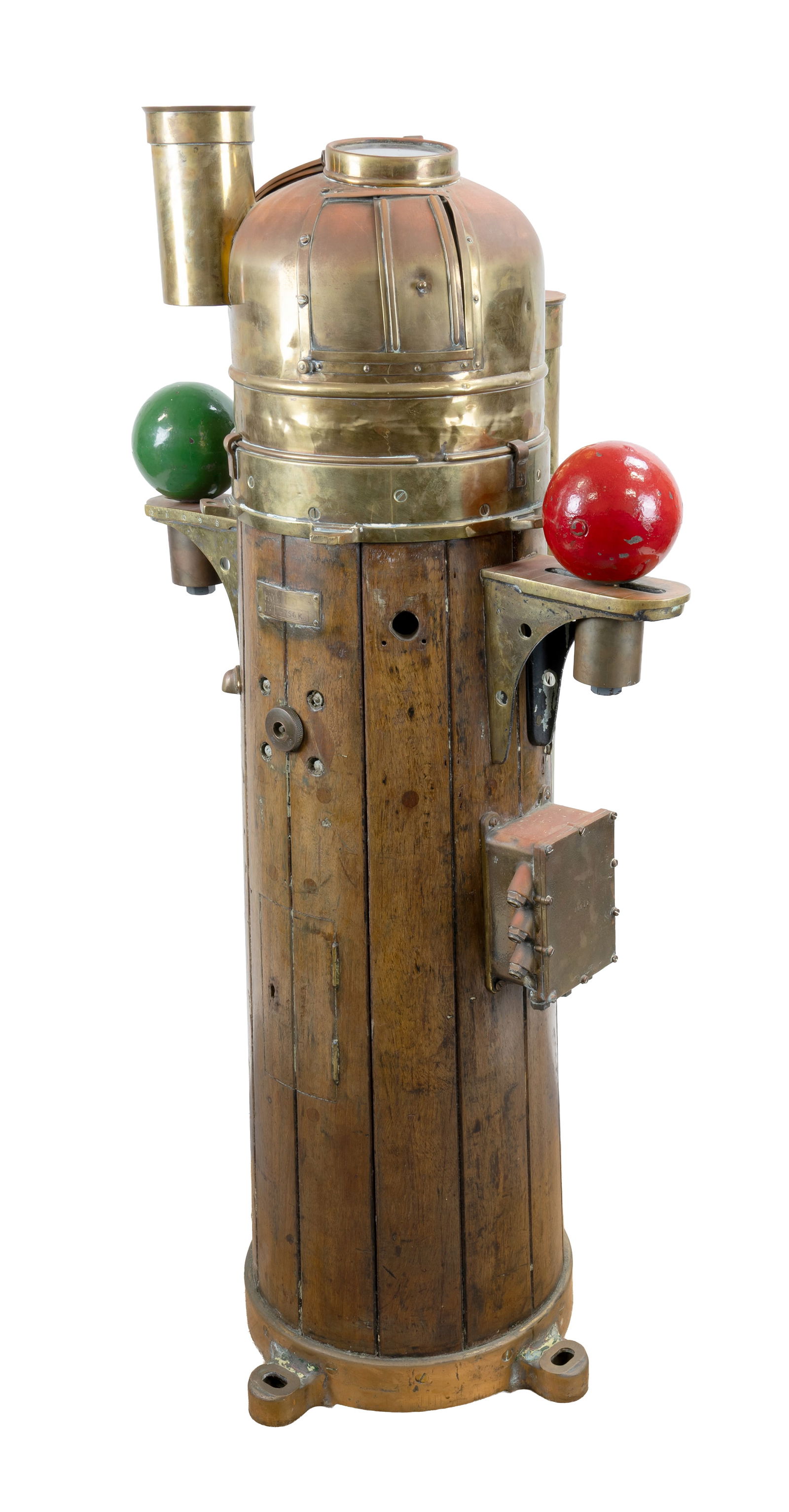Antique English Ship's Binnacle Wood and Copper Base (1 of 6)