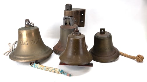 Lot of 4 Solid Brass Ship's Bells