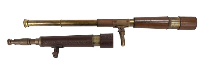 Pair of Brass & Leather Ship's Telescope Spy Glass