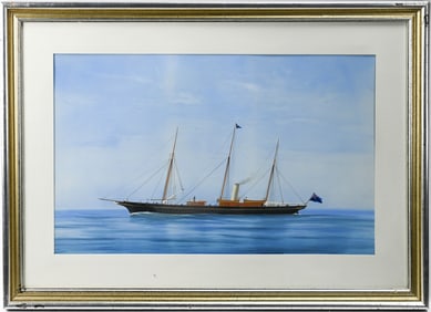 Neapolitan School Gouache of British Sailing Yacht