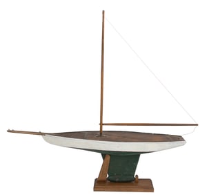 Large Antique Painted Pond Yacht On Stand