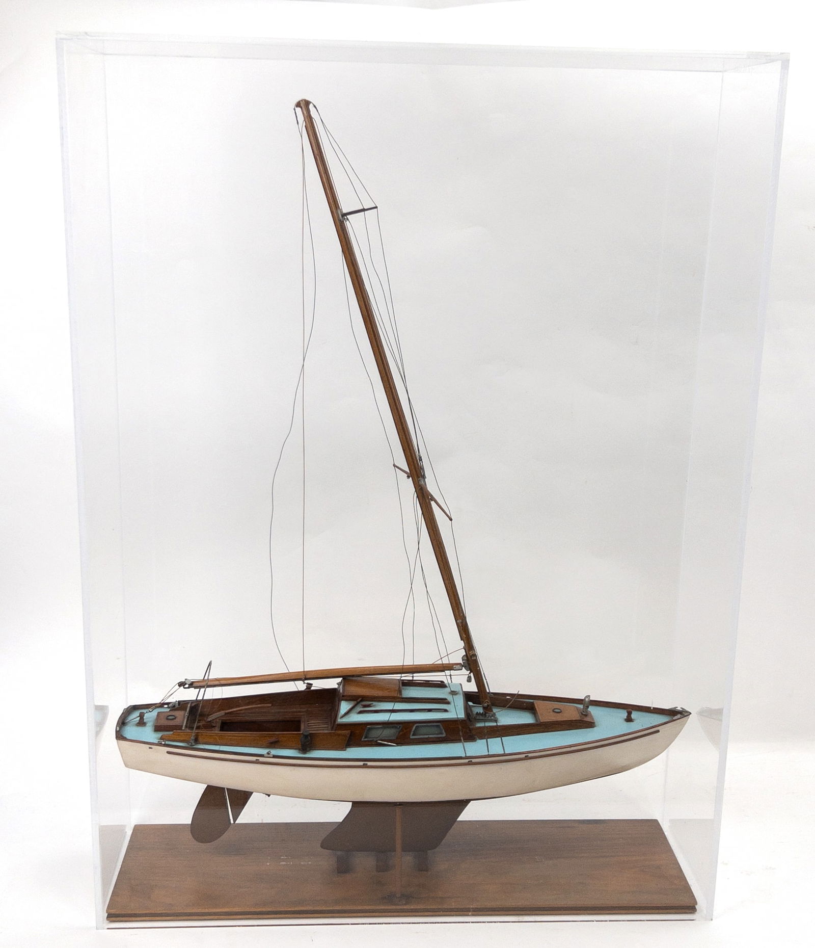 Hand Painted Wood Sloop Ship Model (1 of 5)
