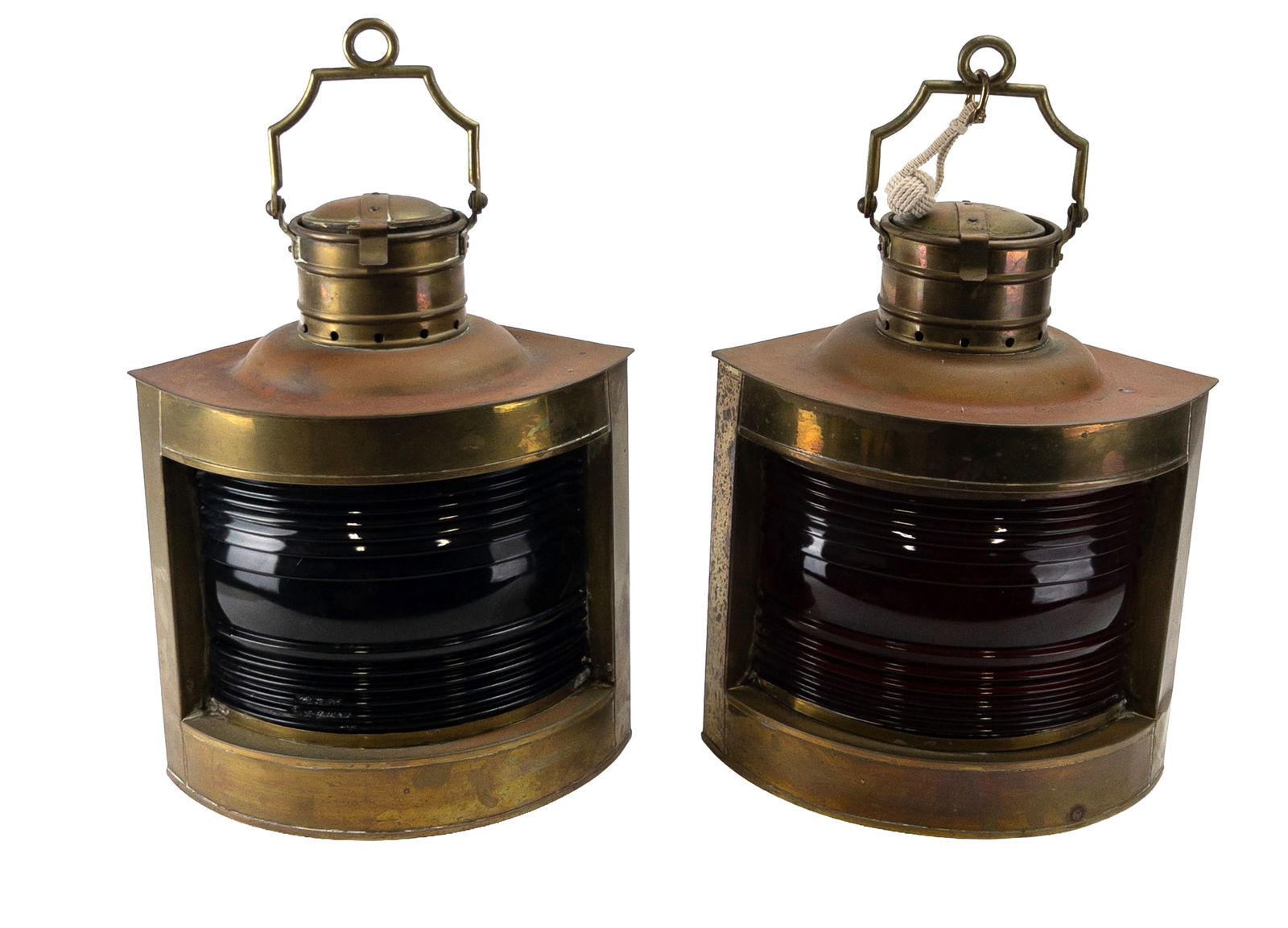 Pair of Antique Port & Starboard Ship's Lanterns (1 of 5)