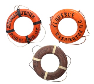 Lot of 3 Vintage Ship's Life Preservers Buoy Rings
