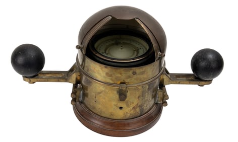 WWII US Navy Brass Ship's Dome Head Binnacle