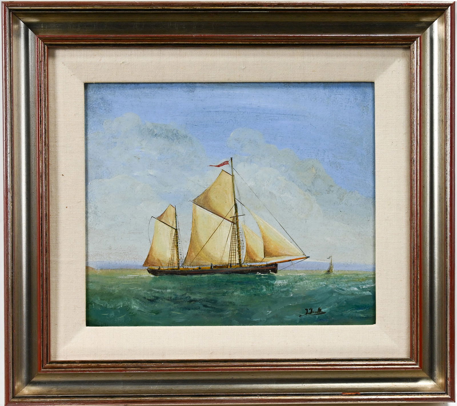 T. Tuck Portrait of Sailboat Oil On Board (1 of 4)