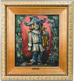 Pedro Victor Flores Oil on Canvas, Boy With Violin