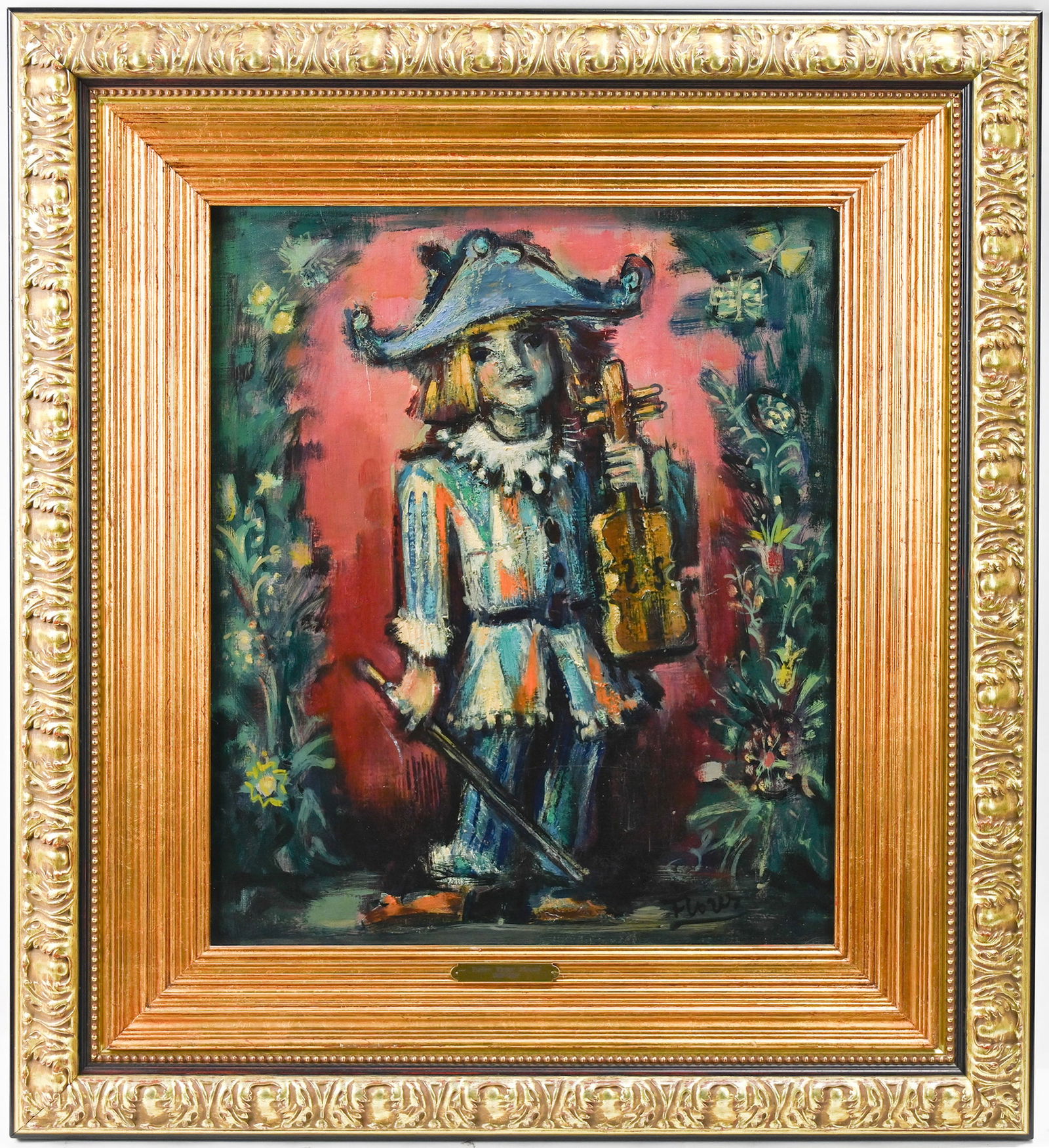 Pedro Victor Flores Oil on Canvas, Boy With Violin (1 of 5)