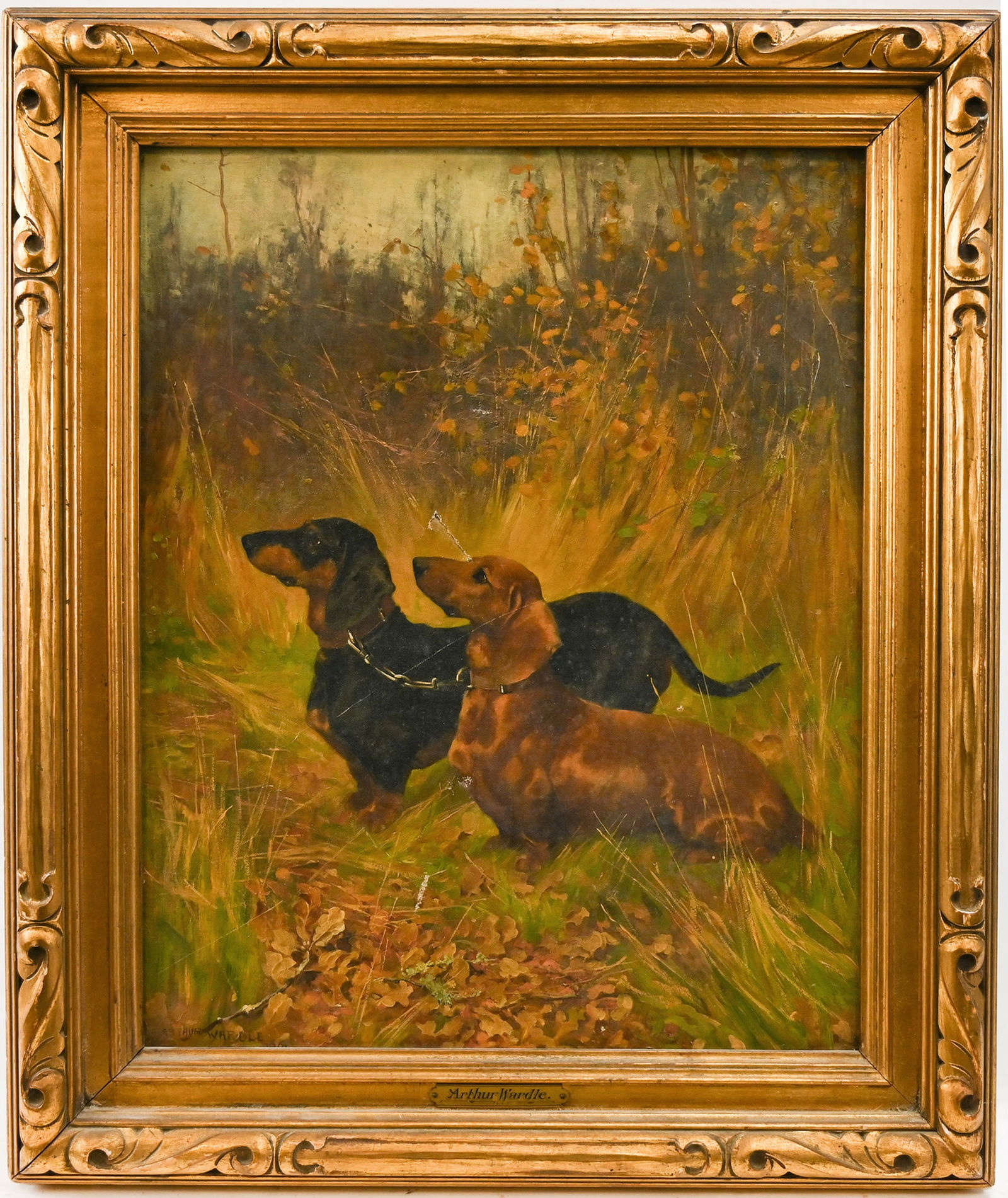 Arthur Wardle Oil On Canvas of Two Dachshund (1 of 8)
