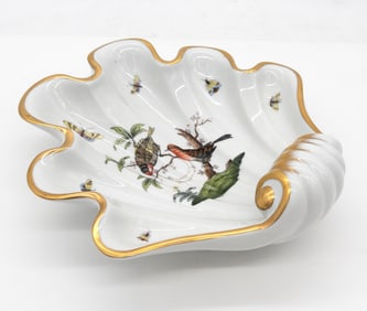 Herend Rothschild Bird Shell Form Serving Dish