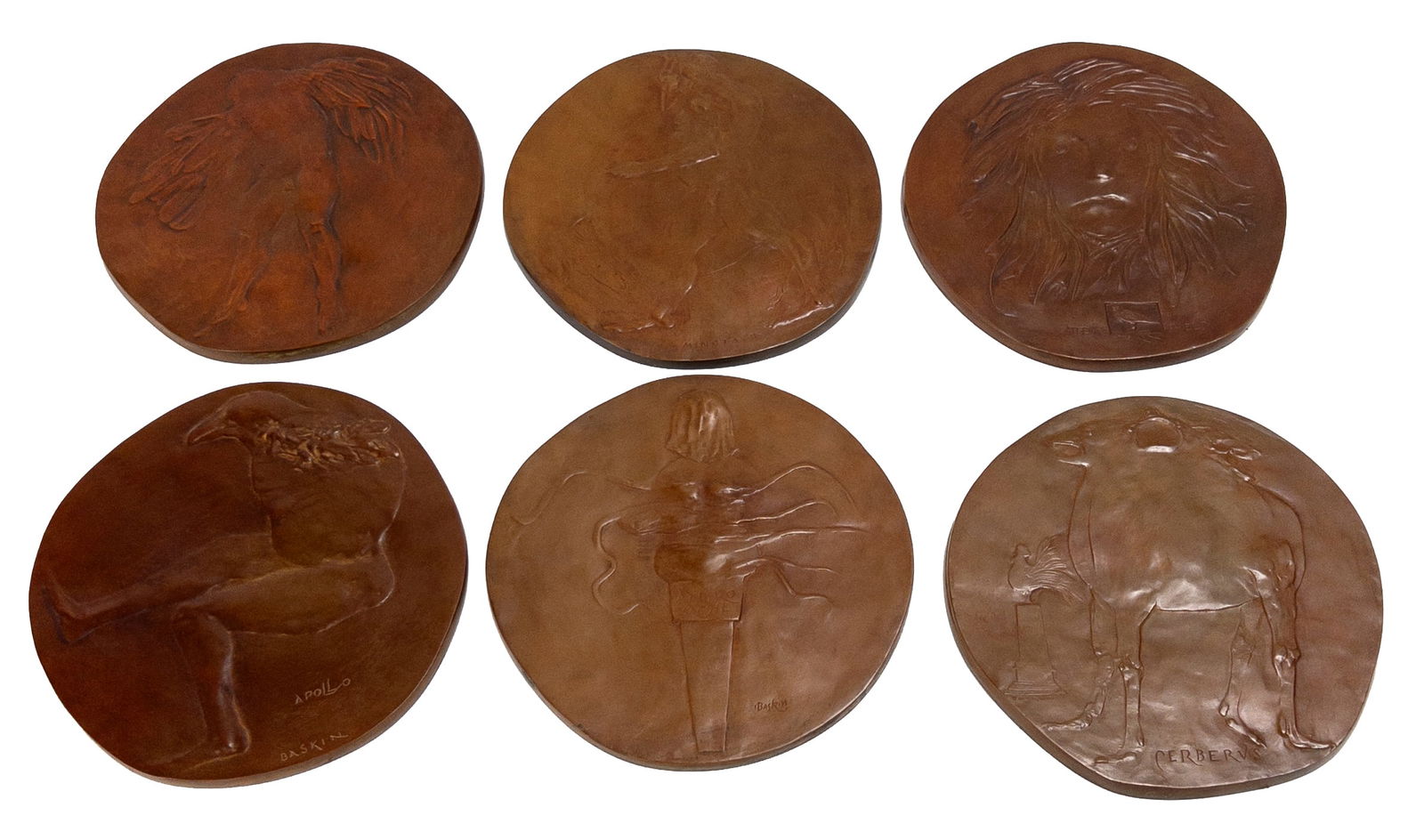 Leonard Baskin Set of 6 Bronze Plaques 1969 Bass Museum (1 of 8)