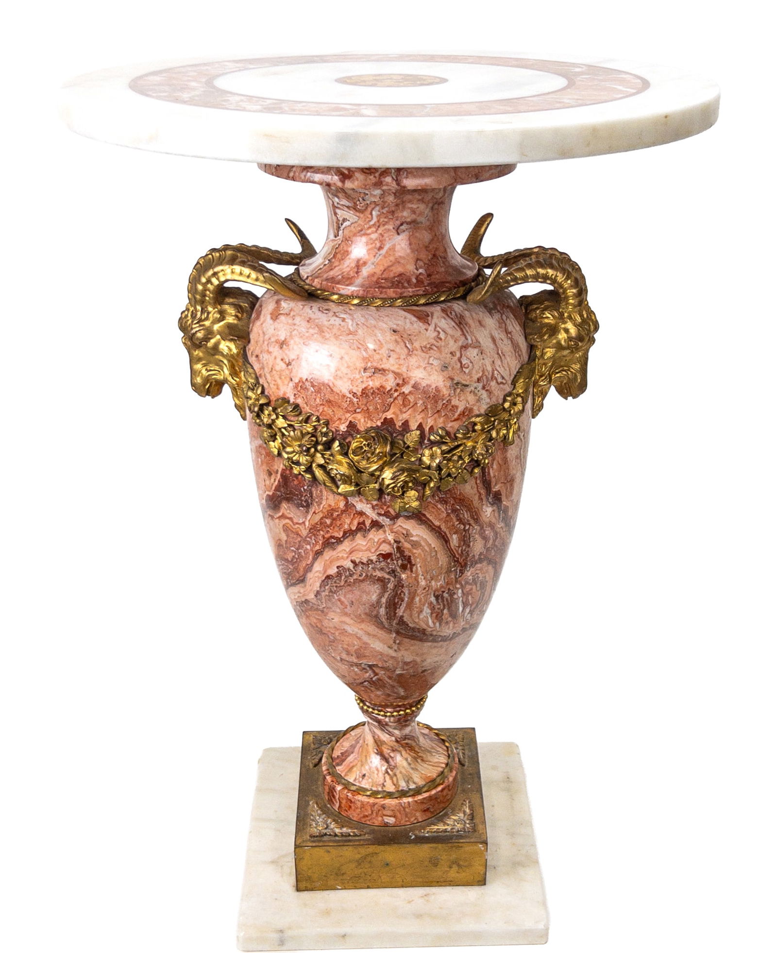 19th C. French Pink Marble & Ormolu Bronze Side Table (1 of 10)