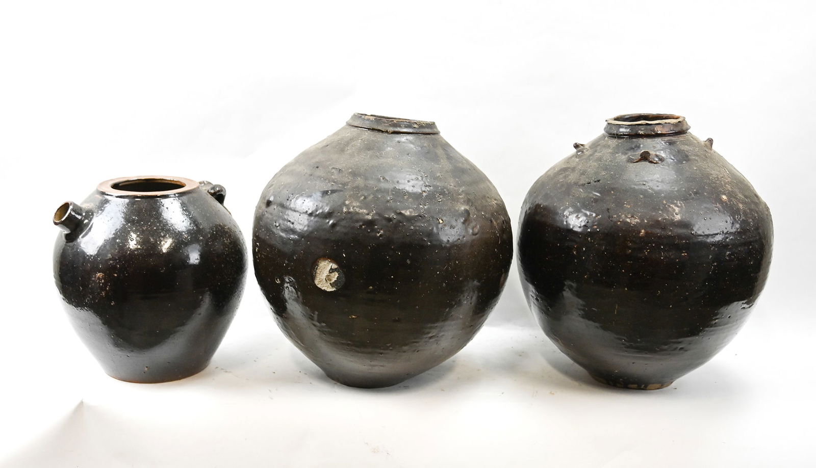 Three 19th C. Chinese Clay Soy Pots (1 of 6)