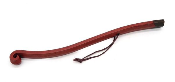 Japanese Wood Painted Red Lacquer Scepter