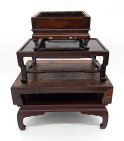 Lot of 4 Japanese Wood Carved Stands / Low Tables