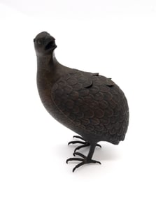 19th C. Japanese Bronze Quail Shaped Incense Burner