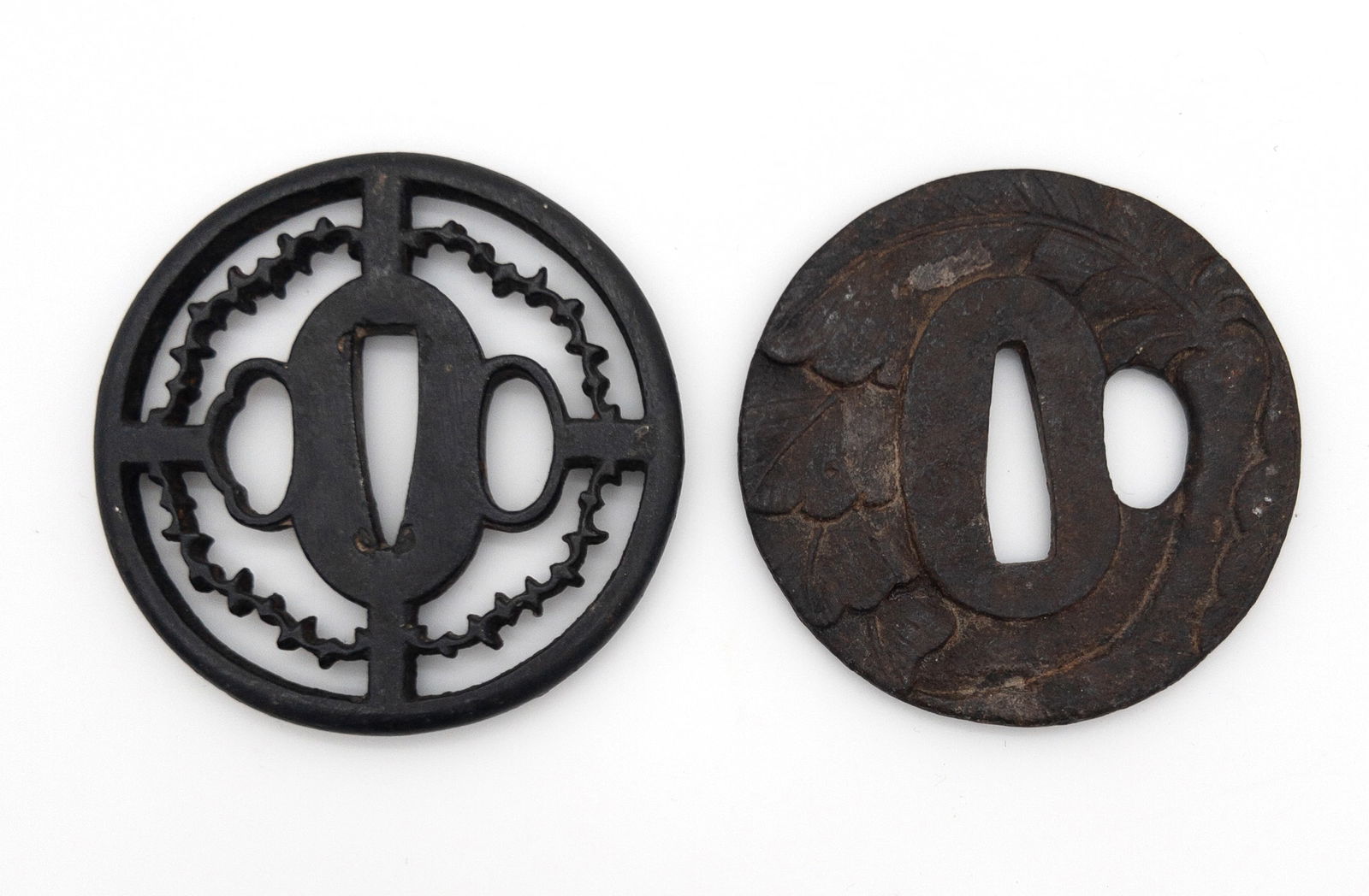 Lot of Two Japanese Iron Tsuba Sword Guards (1 of 2)