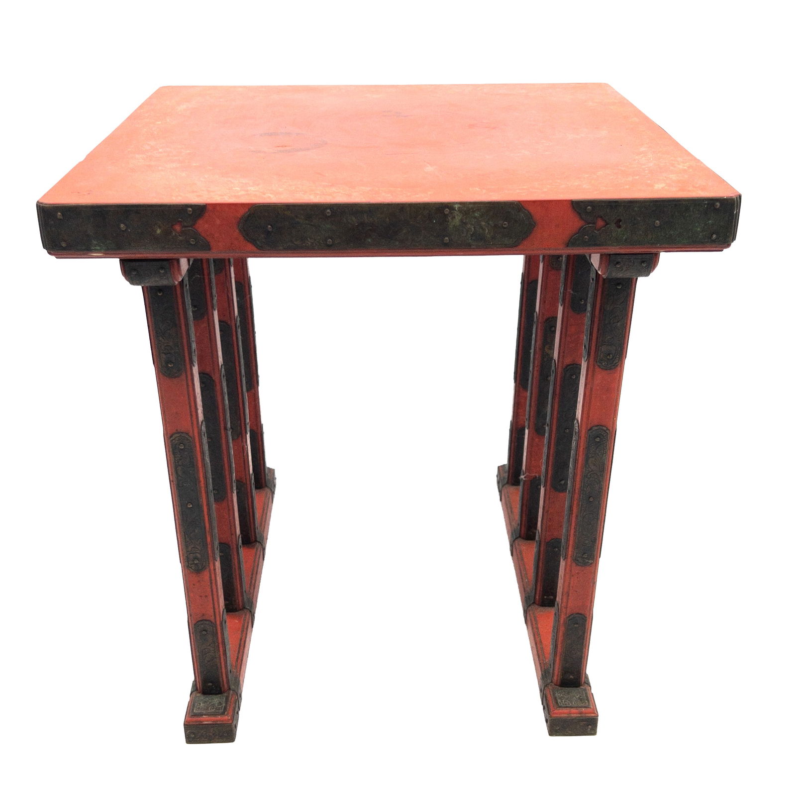 19th C. Japanese Red Lacquer Stand with Bronze Fittings (1 of 5)