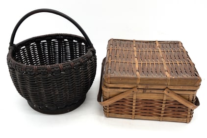 Lot of 2 Japanese Baskets, Lunch Basket