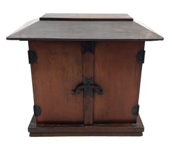 Japanese Wood Shrine with Gilt Painted Interior