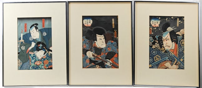 Three 19th C. Japanese Wood Block Prints, Utagawa Kunisada