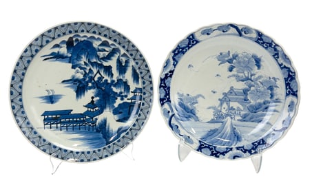 Pair of Japanese Blue & White Imari Chargers