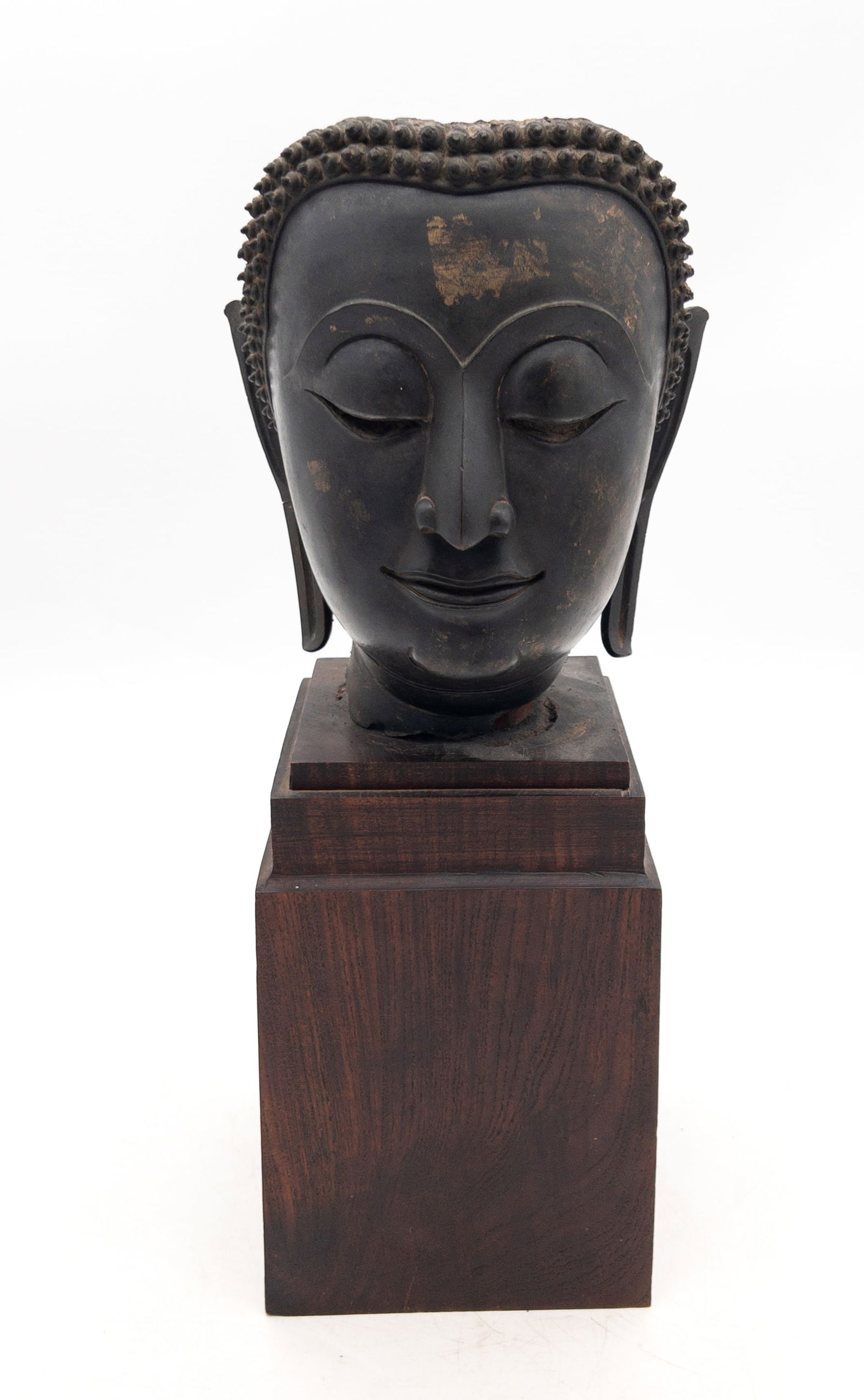 Ayutthaya Period Thai Bronze Buddha Head On Stand (1 of 5)