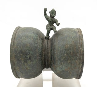 Ancient Khmer Cambodia Bronze Bell or Hand Drum
