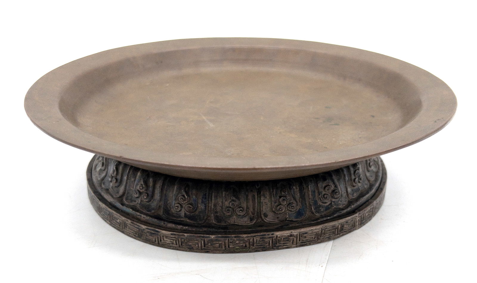 Antique Mongolian Silvered Copper Offering Plate (1 of 4)