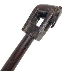 Primitive Wood Carved Nepal Walking Stick w/ Elephant Handle