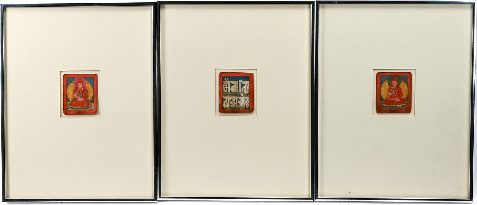 Lot of 3 17th/18th Tibetan Buddhist Tsakli / Tsakali Painted Initiation Cards (1 of 4)
