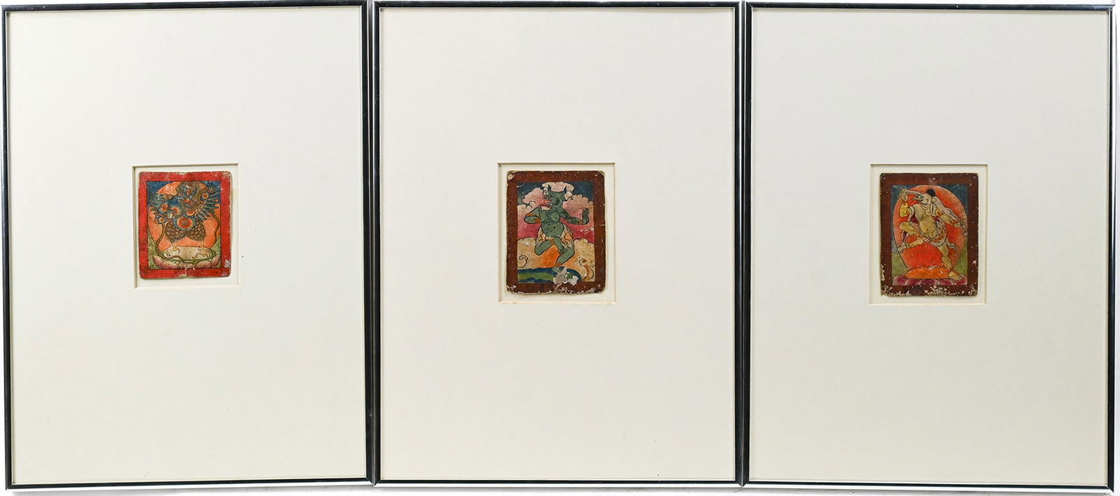 Lot of 3 17th/18th Tibetan Buddhist Tsakli / Tsakali Painted Initiation Cards (1 of 4)