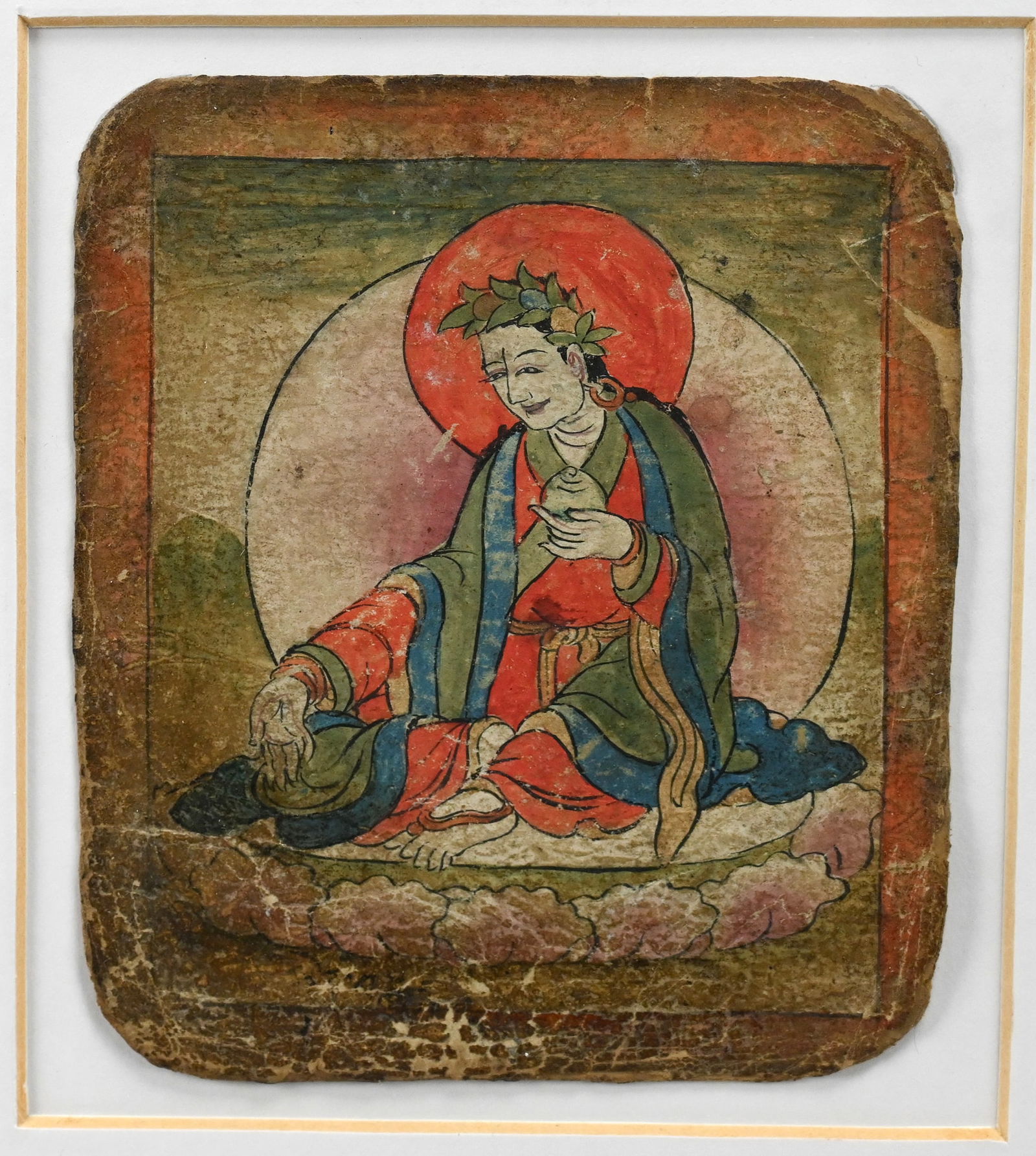 17th/18th Tibetan Buddhist Tsakli / Tsakali Painted Initiation Card (1 of 2)