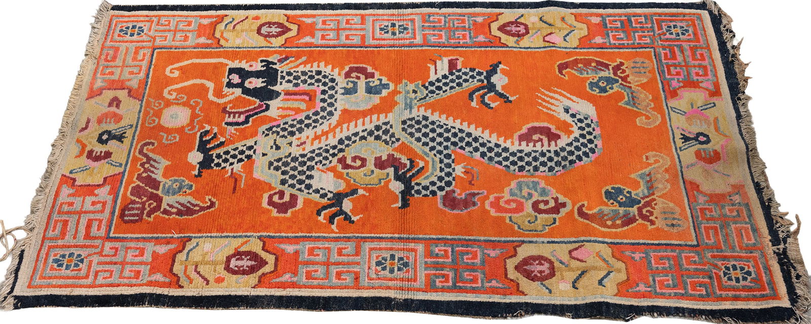 Antique Tibetan Rug Dragon Motif, 64 1/2" x 43 1/2" (1 of 4)