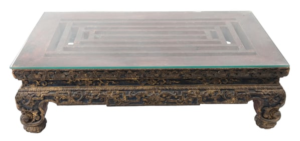 19th C. Thai Low Table, Heavily Carved and Gilded