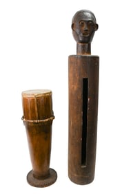 Two Indonesian Wood Drums