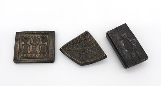 Lot of 3 Antique Indian Brass / Bronze Jewelry Molds